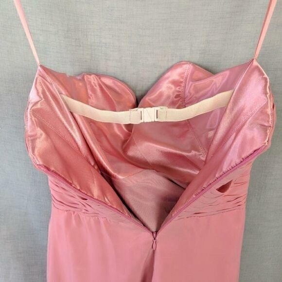 Pink Dress Women’s Small Midi Ruched Strapless Formal Bridesmaid Prom Custom - Picture 4 of 5